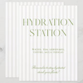 Sage Green & Beige Stripe Hydration Station Sign (Vorne/Hinten)