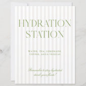 Sage Green & Beige Stripe Hydration Station Sign (Vorderseite)