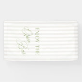 Sage Green & Beige Stripe Wedding Open Bar Banner (Horizontal)