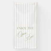Sage Green & Beige Stripe Wedding Open Bar Banner (Vertikal)