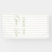 Sage Green & Beige Stripe Wedding Open Bar Banner (Horizontal)