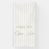 Sage Green & Beige Stripe Wedding Open Bar Banner (Vertikal)