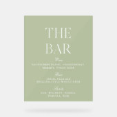 Sage Green & Beige Wedding Akryllische Bar Sign Acrylschild (Vorderseite)