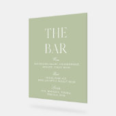 Sage Green & Beige Wedding Akryllische Bar Sign Acrylschild (Winkel)