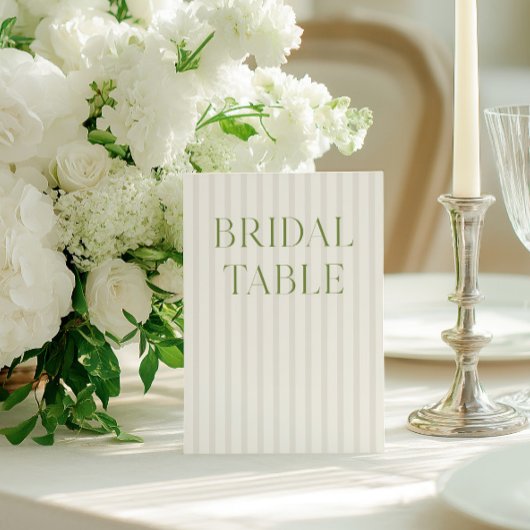 Sage Green & Beige Wedding Bridal Tischnummer
