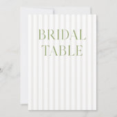 Sage Green & Beige Wedding Bridal Tischnummer (Vorderseite)