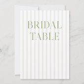 Sage Green & Beige Wedding Bridal Tischnummer (Rückseite)