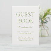 Sage Green & Beige Wedge Guest Book Sign Einladung (Stehend Vorderseite)