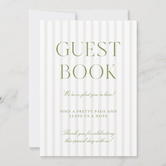 Sage Green & Beige Wedge Guest Book Sign Einladung (Vorderseite)