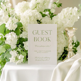 Sage Green & Beige Wedge Guest Book Sign Einladung