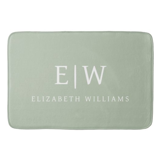 Sage Green Beruflich Simple Monogram Minimalistisc Badematte (Vorderseite)