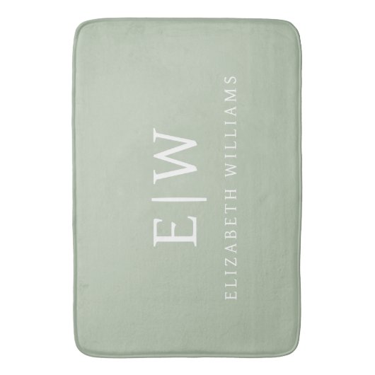 Sage Green Beruflich Simple Monogram Minimalistisc Badematte (Vorderseite Vertikal)