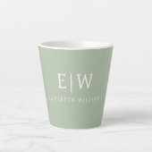 Sage Green Beruflich Simple Monogram Minimalistisc Milchtasse (Vorderseite)