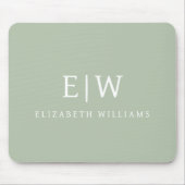 Sage Green Beruflich Simple Monogram Minimalistisc Mousepad (Vorne)