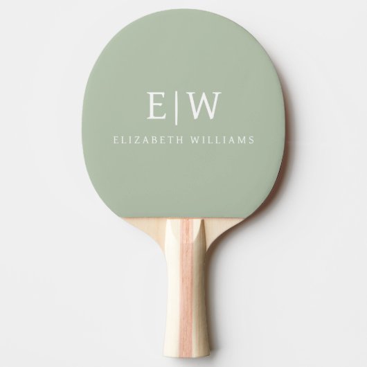 Sage Green Beruflich Simple Monogram Minimalistisc Tischtennis Schläger (Vorderseite)