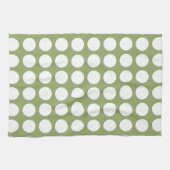 Sage Green & Big White Polka Dots Handtuch (Horizontal)
