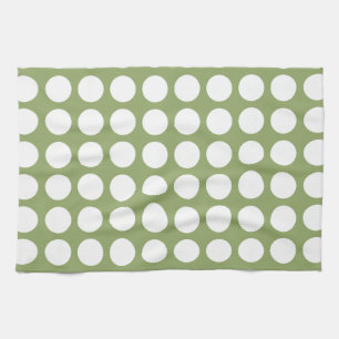 Sage Green & Big White Polka Dots Handtuch
