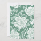 Sage Green Birds Peony Chinoiserie Garden Hochzeit Einladung (Rückseite)
