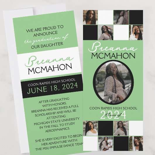 Sage Green & Black 9 Foto Abschluss Ankündigung