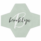 Sage Green Black and White Script Monogram Fußball (Flach)