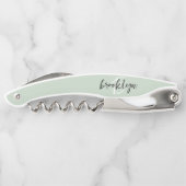 Sage Green Black and White Script Monogram Kellnermesser (Rückseite)