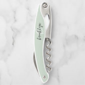 Sage Green Black and White Script Monogram Kellnermesser (Rückseite)