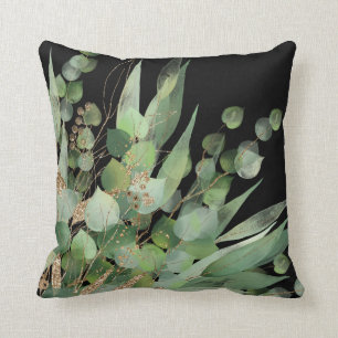 Sage Green Black Botanical PILLOW  Kissen