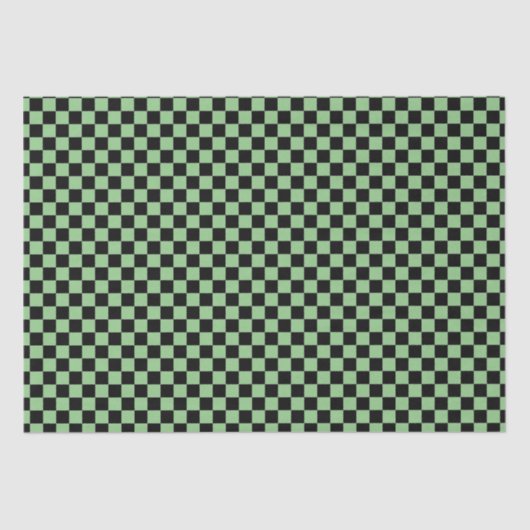 Sage Green Black Checkerboard Camouflage-Muster Seidenpapier (Vorderseite)