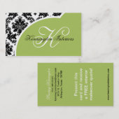Sage Green Black Damask Visitenkarten Visitenkarte (Vorne/Hinten)