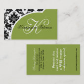 Sage Green Black Damask Visitenkarten Visitenkarte (Vorne/Hinten)