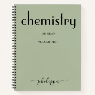 Sage Green Black Personalisiert Chemie Notebook Notizblock