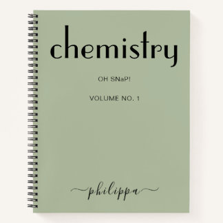 Sage Green Black Personalisiert Chemie Notebook Notizblock