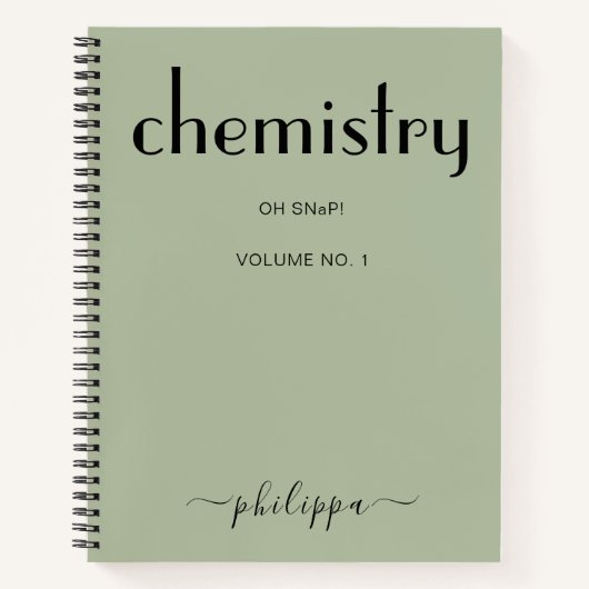 Sage Green Black Personalisiert Chemie Notebook Notizblock (Vorderseite)
