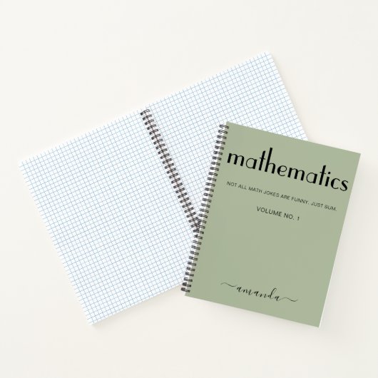 Sage Green Black Personalisiert Mathematics Notizblock (Innenseite)