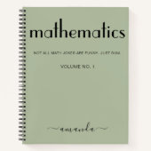 Sage Green Black Personalisiert Mathematics Notizblock (Vorderseite)