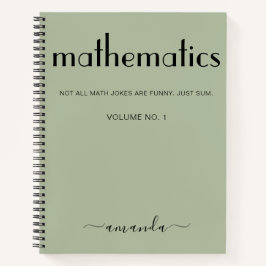 Sage Green Black Personalisiert Mathematics Notizblock