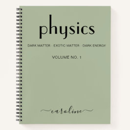 Sage Green Black Personalisiert Physical Notebook Notizblock