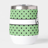 Sage Green Black Polka Dot White Bow Personalisier (Vorderseite)