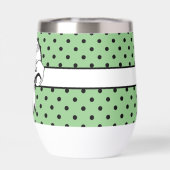 Sage Green Black Polka Dot White Bow Personalisier (Rückseite)