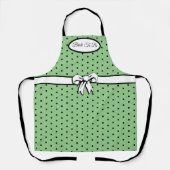 Sage Green Black Polka Dot White Bow Personalisier Schürze (Vorderseite)