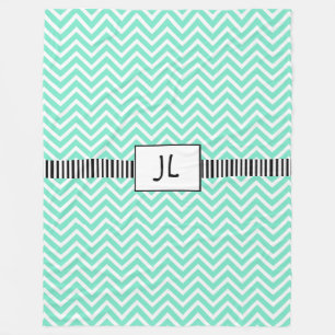 Sage Green Black Striping Mit Monogramm Fleece Bla