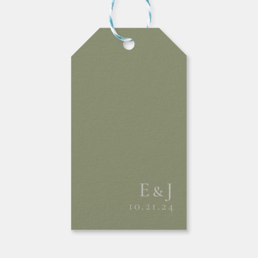 Sage Green Blätter and Berries Gastgeschenk Hochze Geschenkanhänger (Rückseite)