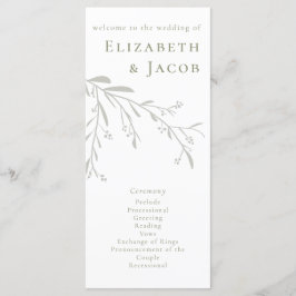 Sage Green Blätter and Berries Wedding Program