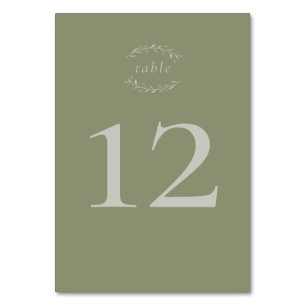 Sage Green Blätter and Berries Wedding Tischnummer