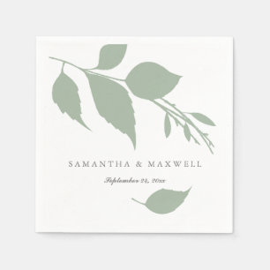 Sage Green Blätter Custom Cocktail Napkins Serviette