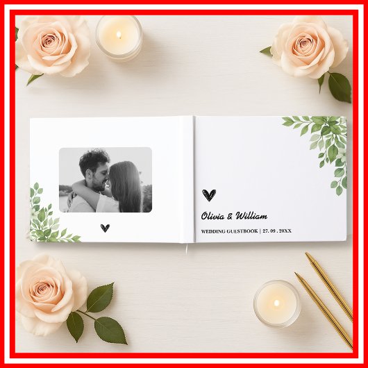 Sage Green Blätter Grüne Blumenzwiese Gästebuch