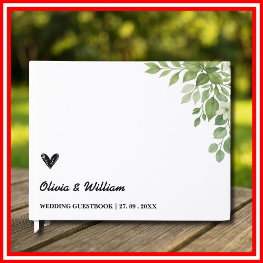 Sage Green Blätter Grüne Blumenzwiese Gästebuch