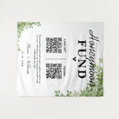 Sage Green Blätter Honeymoon Fund QR Wedding Wandteppich (Vorderseite (Horizontal))