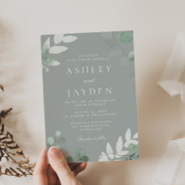 Sage Green Blätter Moderne Hochzeiten Einladung