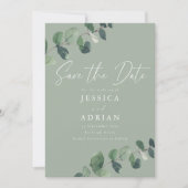 Sage & Green Blätter Moderne Hochzeiten Save The Date (Vorderseite)